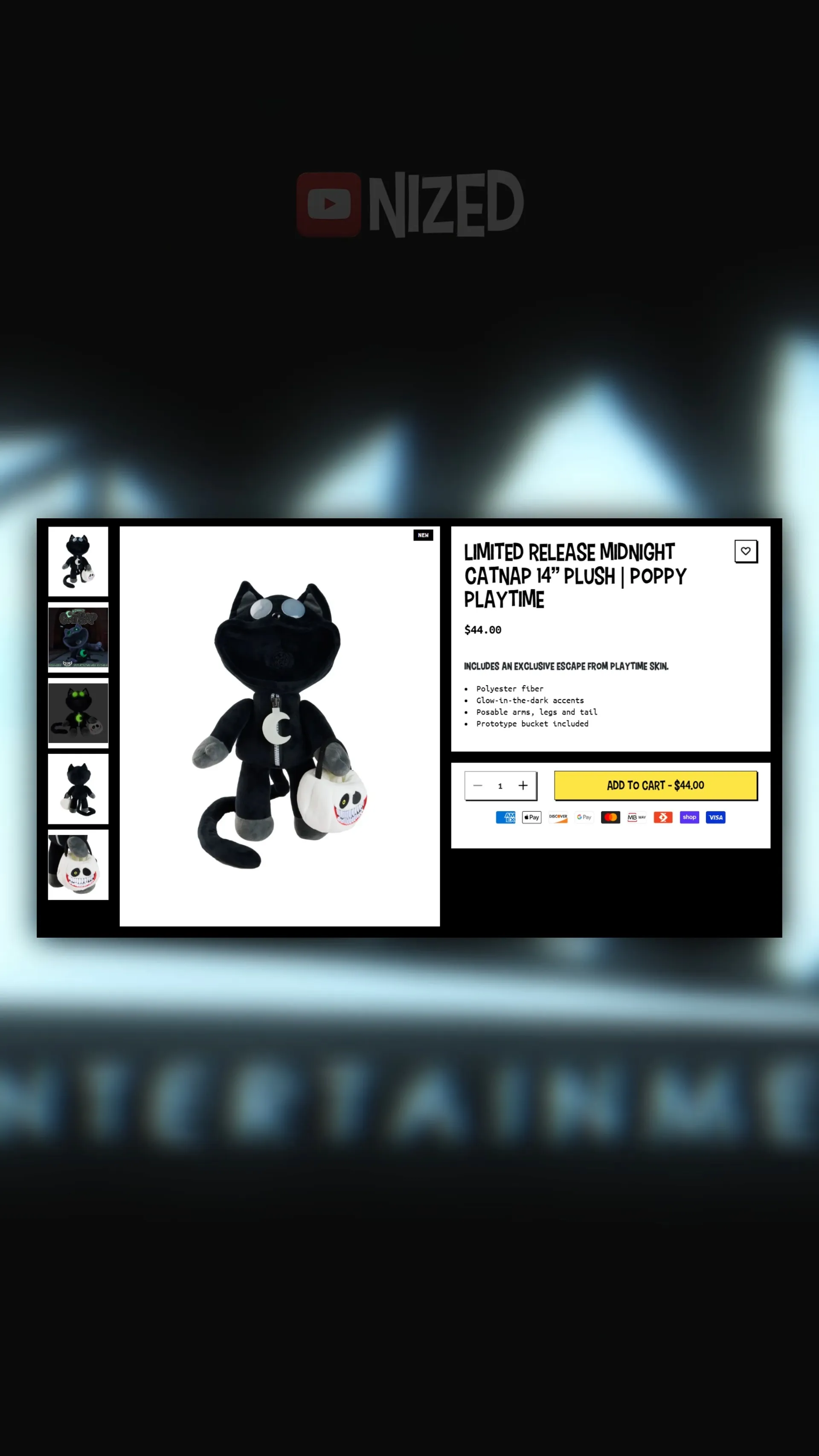 Escape from Playtime Midnight CatNap plush store page with exclusive skin code